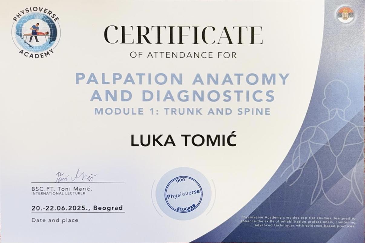 Palpaciona anatomija i dijagnostika, Modul 1: Trup i kičma