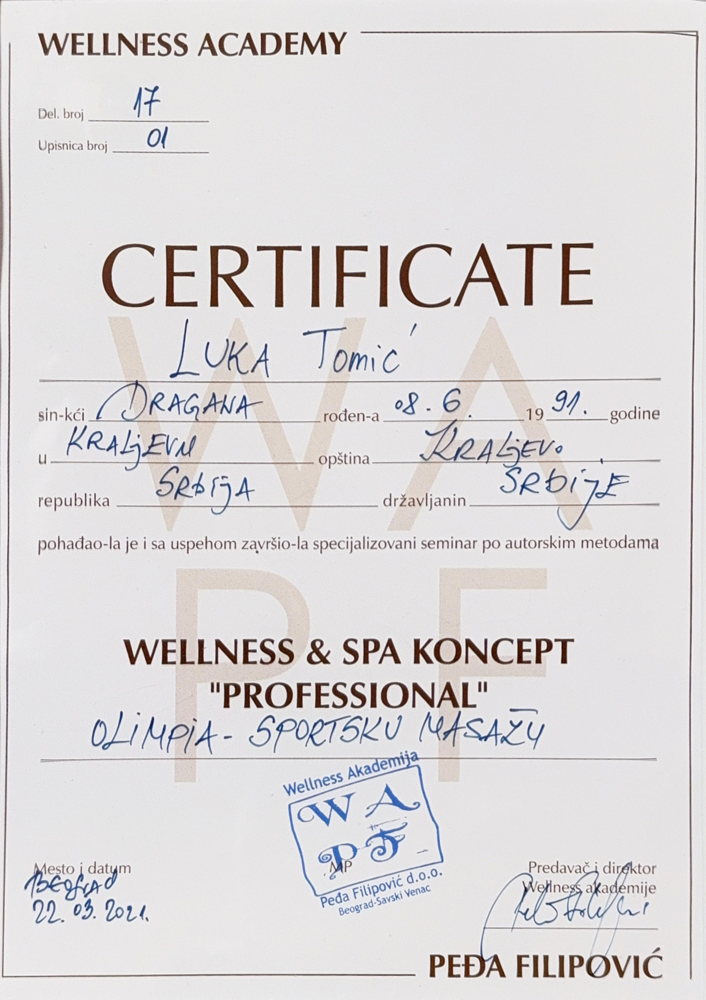 Wellness & Spa "Profesional" — Olimpia sportske masaže